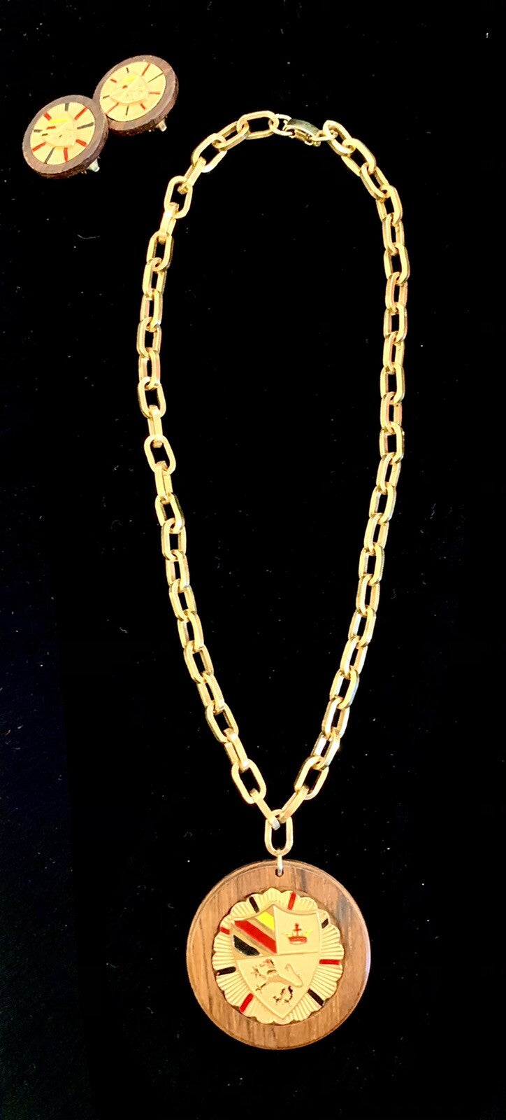 Vintage Kramer of New York Necklace and Clip Earrings Lion Coat Of Arms Heraldic