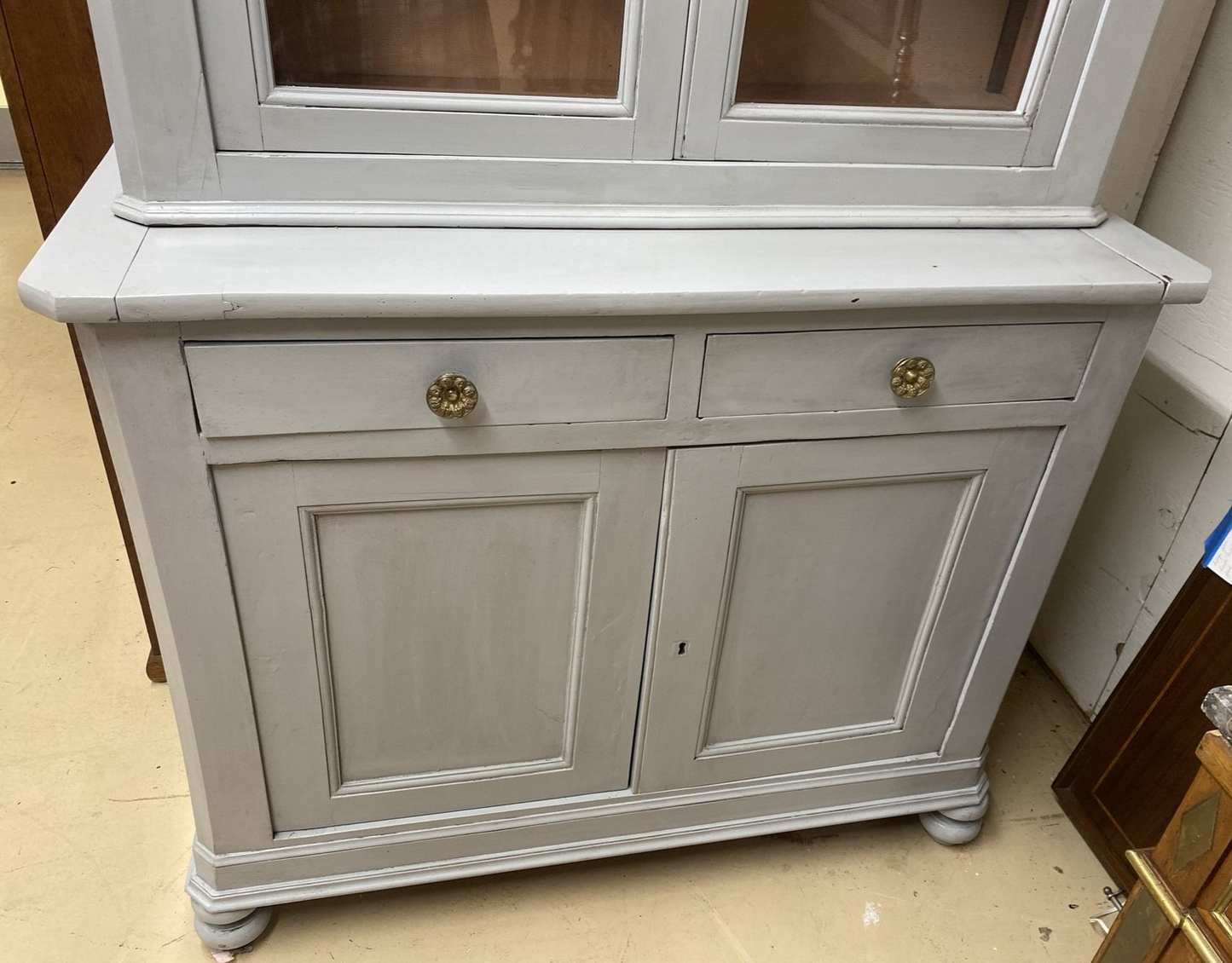 PERIOD ANTIQUE FRENCH LOUIS PHILIPPE PAINTED FARMHOUSE BOOKCASE CABINET