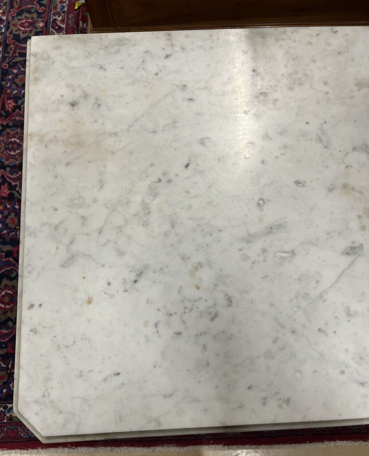 Antique French Louis Philippe White Marble Top Drop Front Secretary Chest Desk