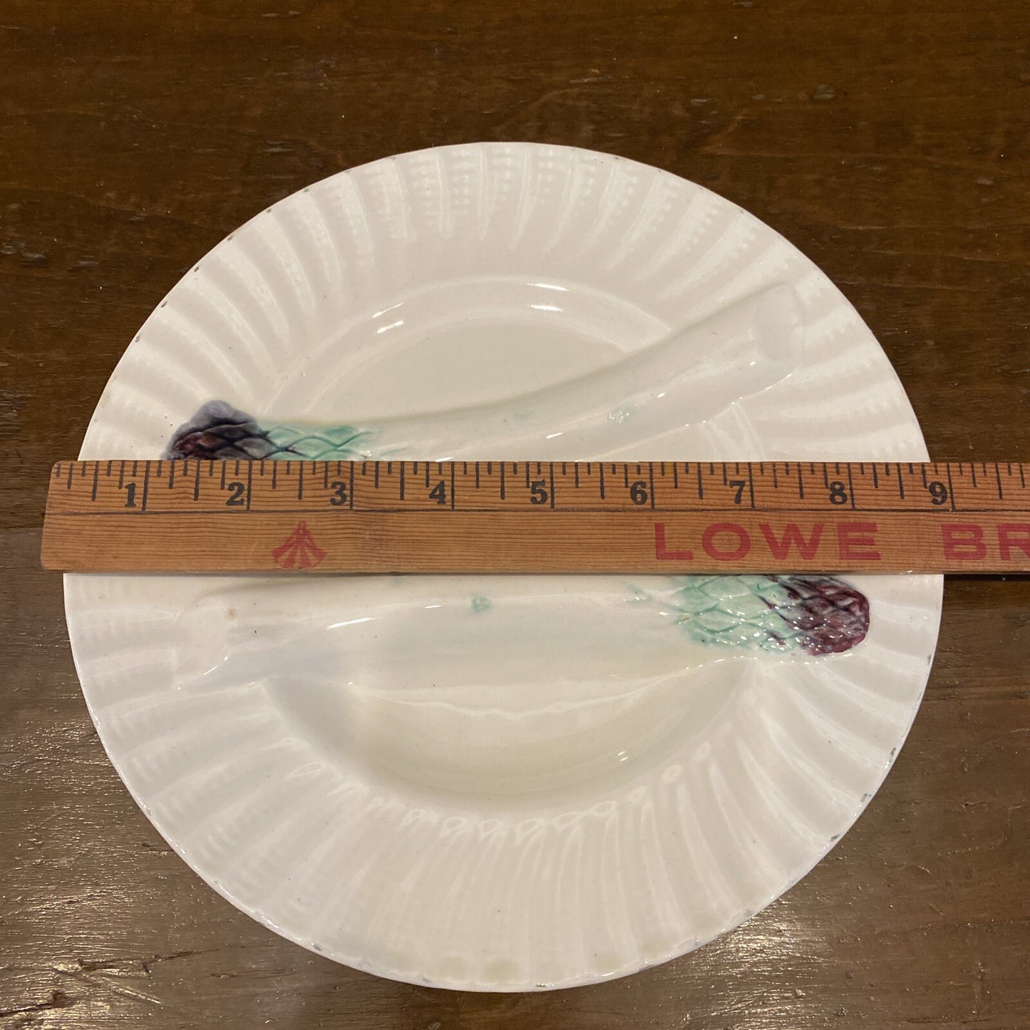 Antique Faience majolica barbotine Asparagus Plate By Creil et Montereau