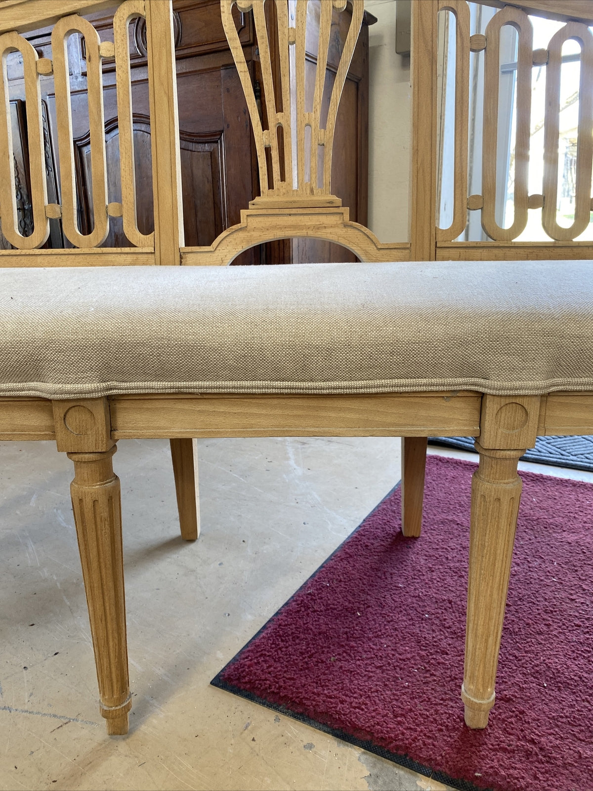 Pair of Gustavian Style Bleached White Oak Swedish Benches 34"h x 56"w