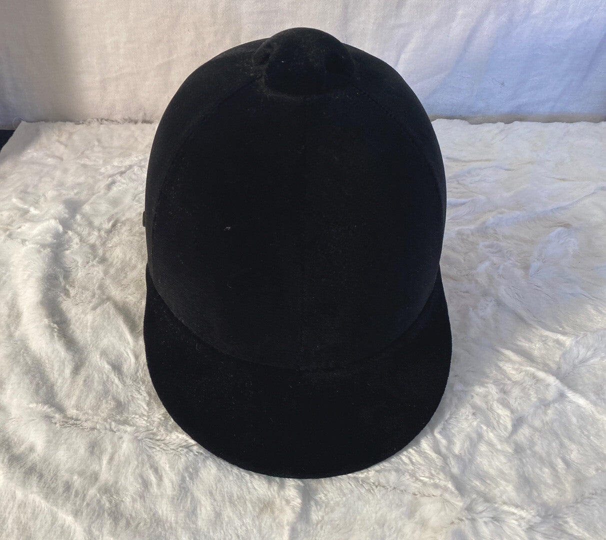 Beaufort Equestrian Hunt Cap Black Velour Horse Riding Helmet Vintage England