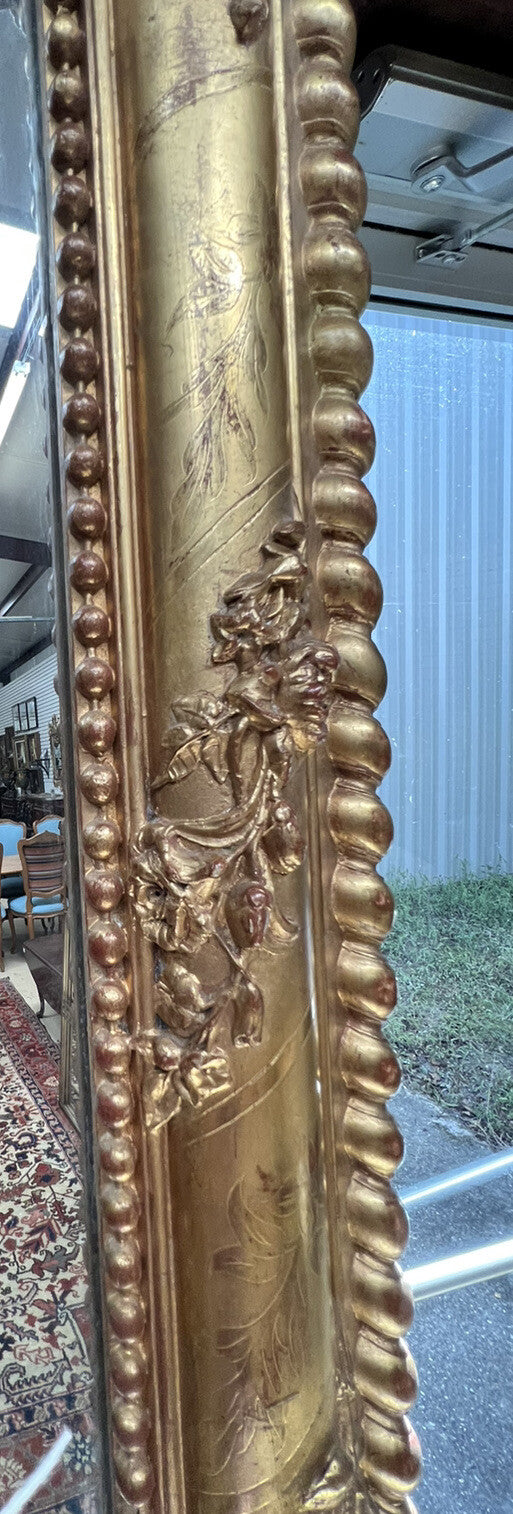 83" High ANTIQUE FRENCH LOUIS PHILIPPE PERIOD GILT GOLD WOOD MIRROR