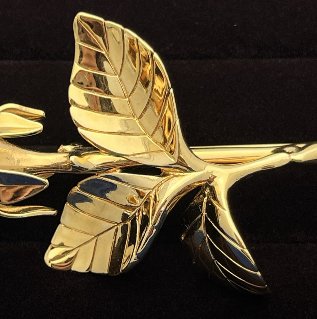 Swarovski Rose Brooch Gold Plated Clear Crystal “Memories Collection” Gorgeous!