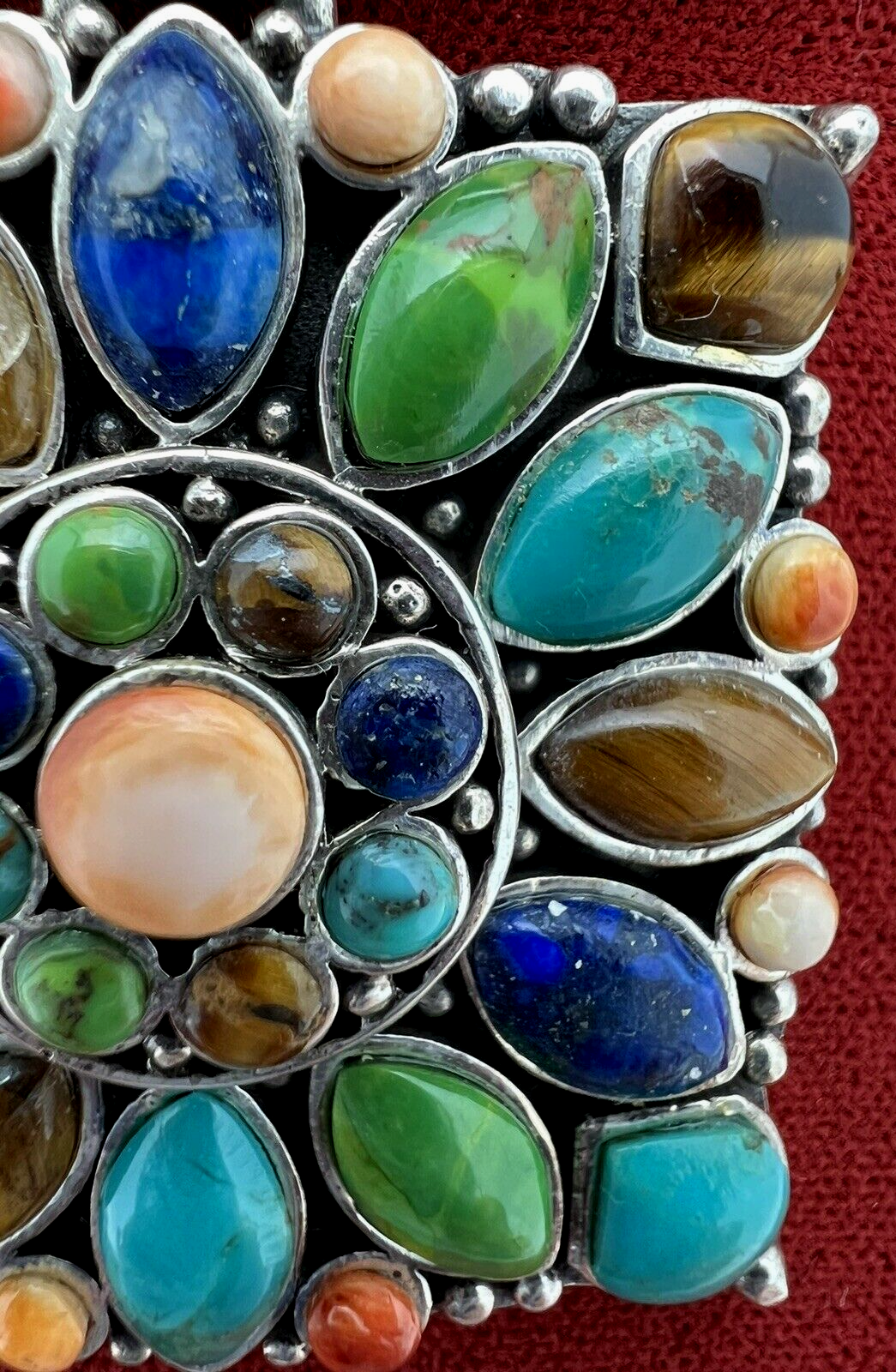 Multi Stone Blossom Pendant 925 SS Lapis Lazuli, Coral , Turquoise, Don Lucas