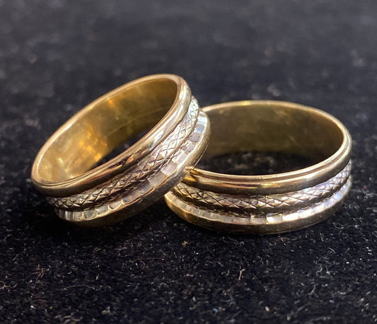 Vtg 14K 9.4g Yellow Gold Duo Pair of Rings Size 7.5 & 10 By Wedlok