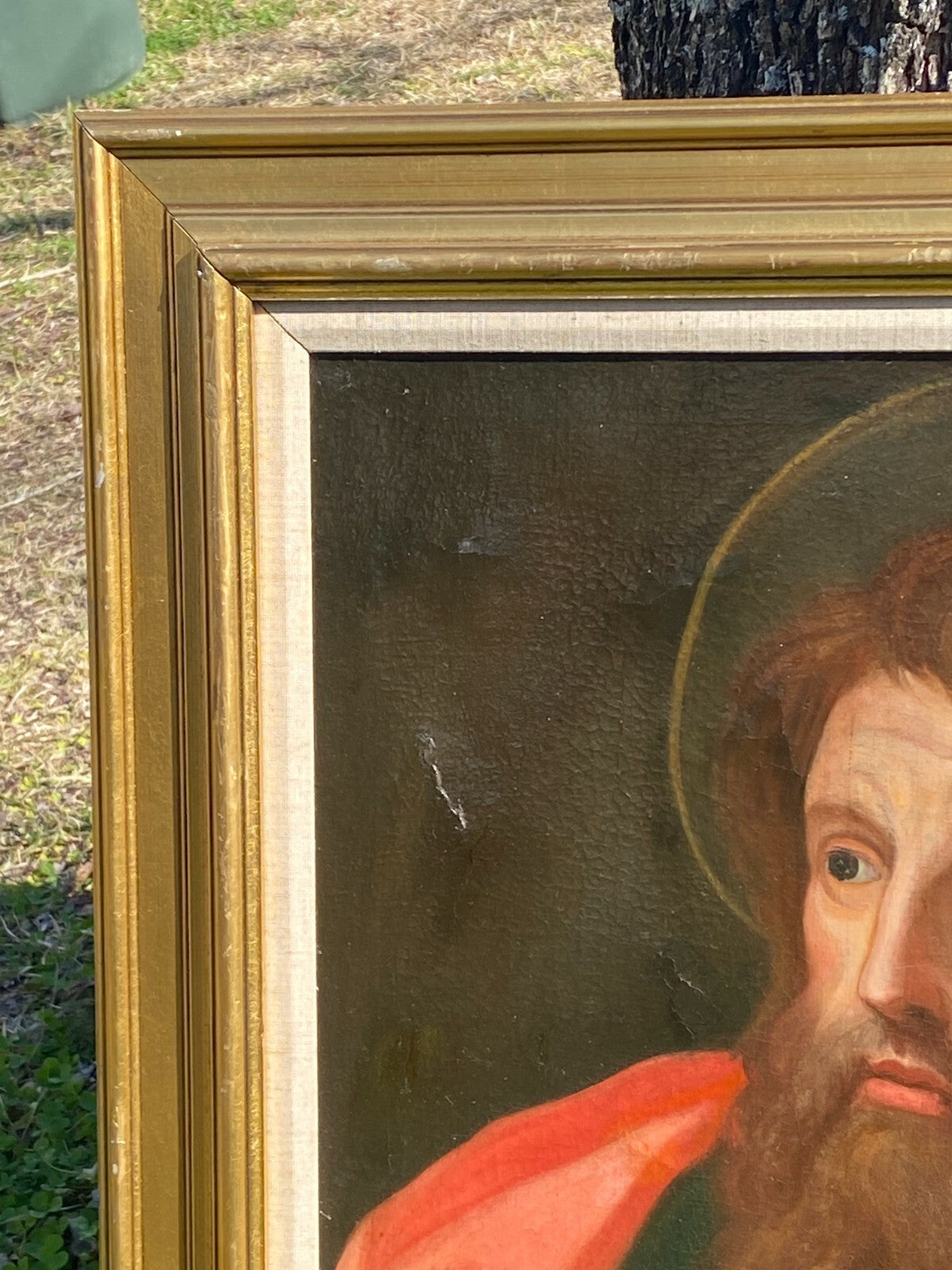 Portrait of Saint St. Paul 19th c. Old Master School Oil on Canvas Painting
