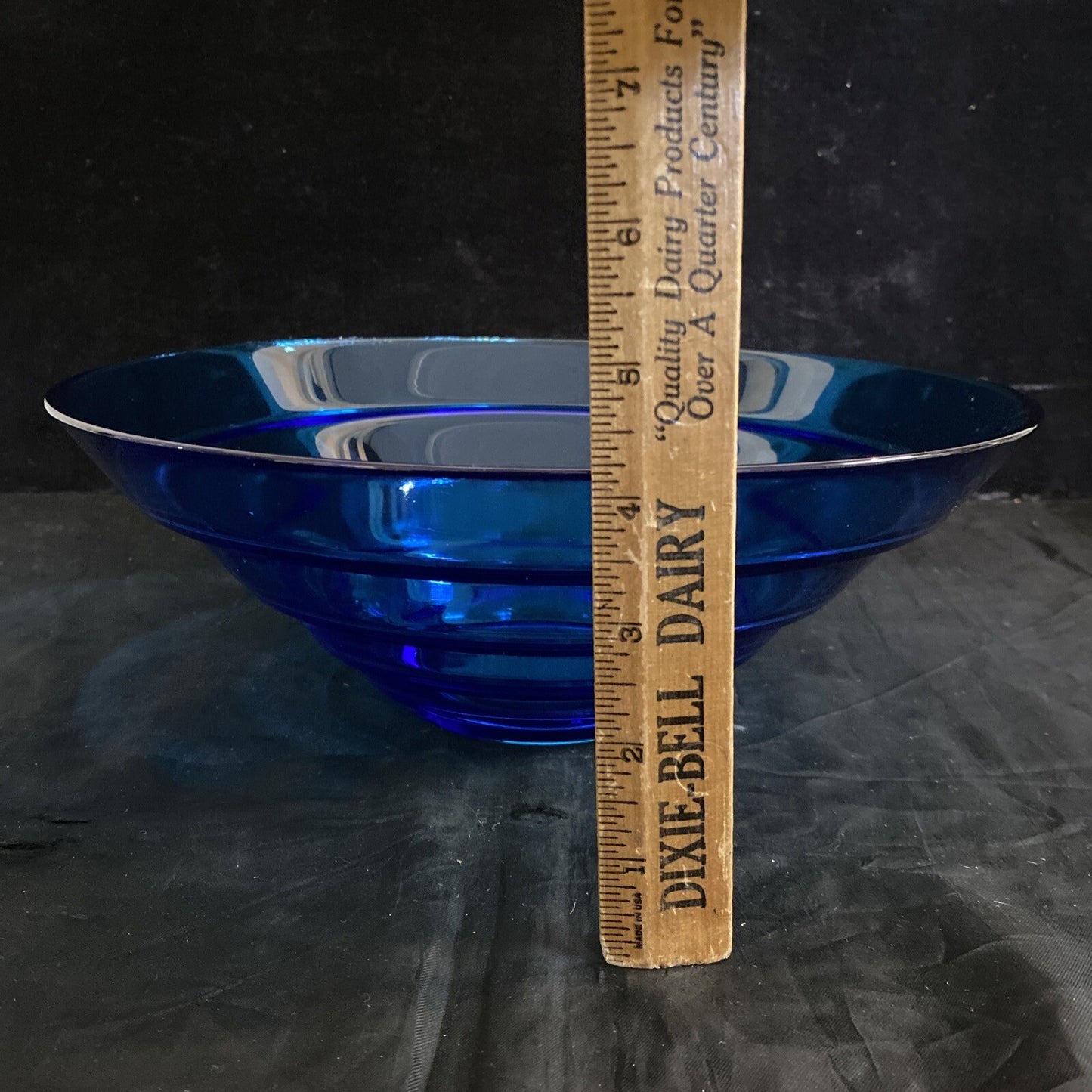 Vetreria Etrusca Italy Tiered Glass Cobalt Blue 12" Serving Bowl orig sticker