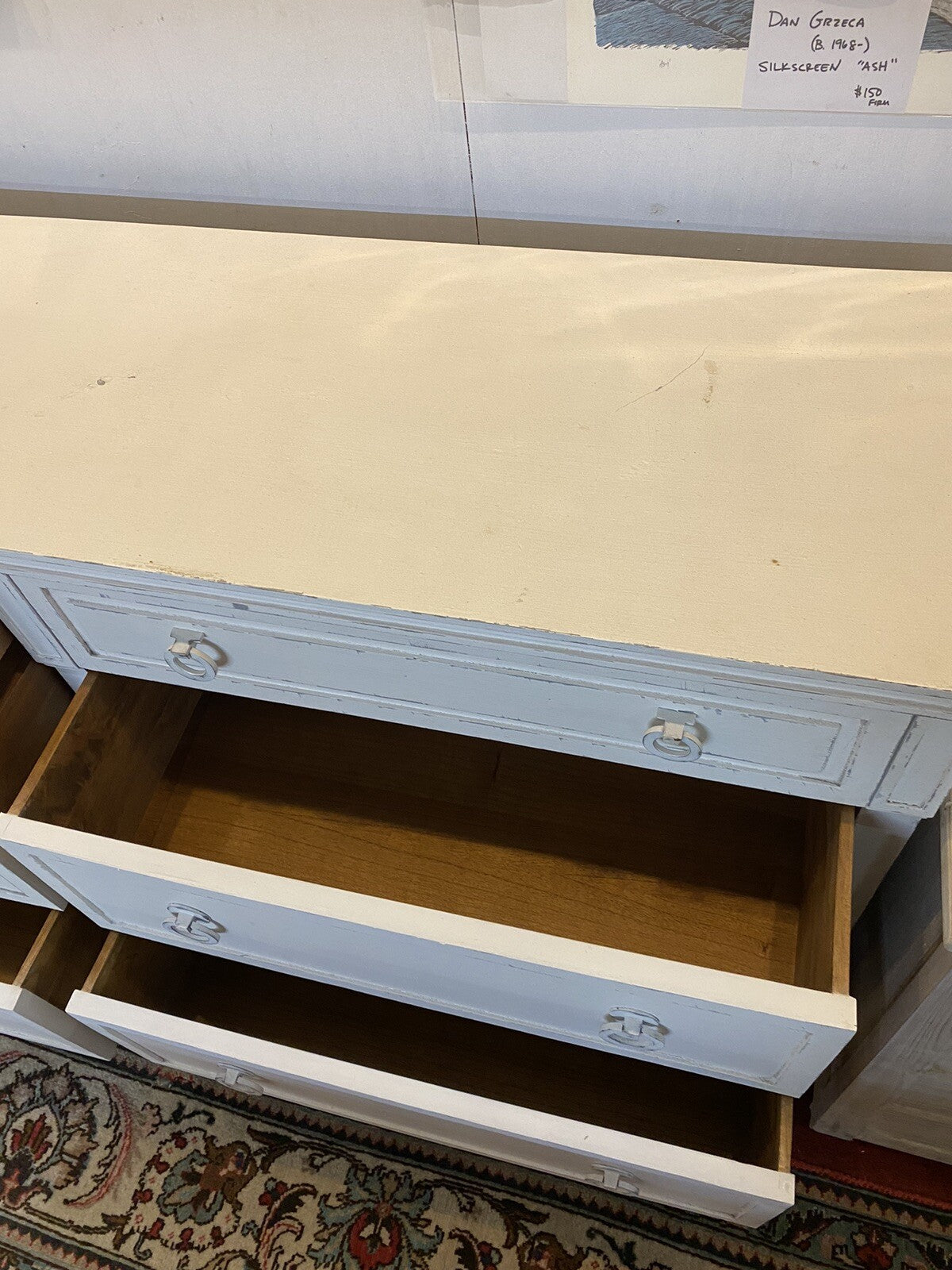 White Painted Louis XVI Style Polychromed Dresser Sideboard Chest