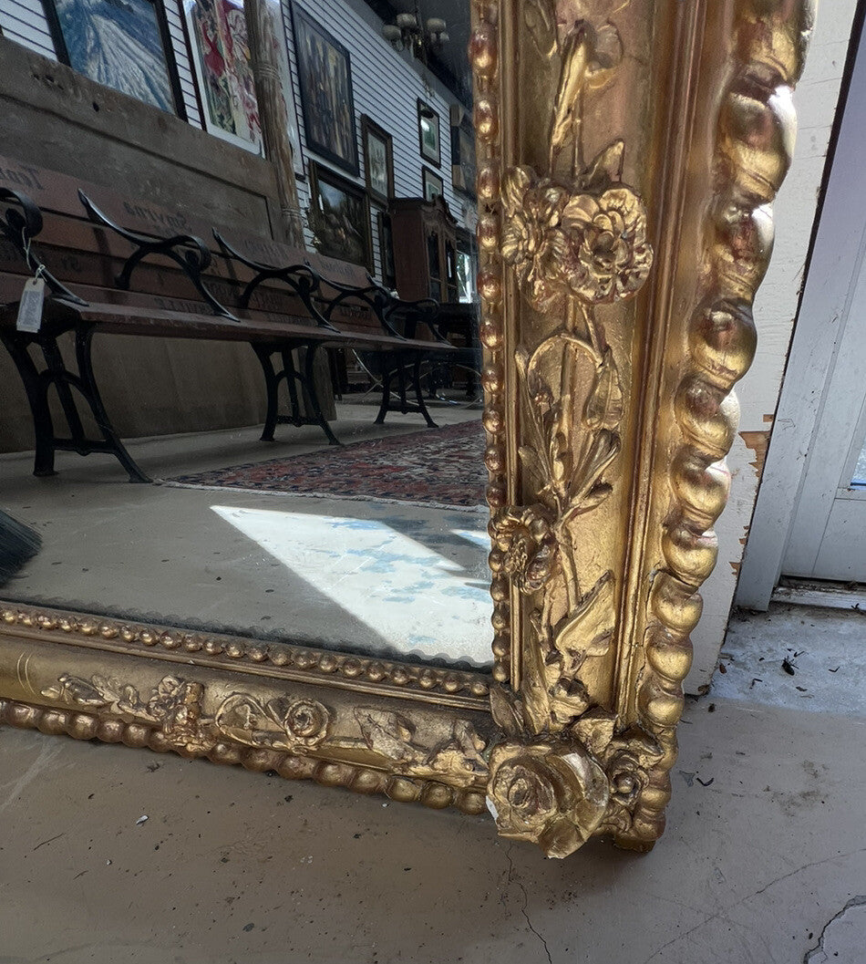 83" High ANTIQUE FRENCH LOUIS PHILIPPE PERIOD GILT GOLD WOOD MIRROR