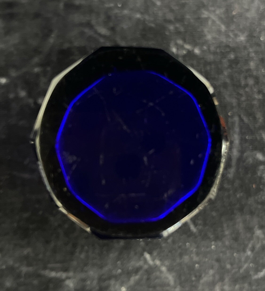 Cobalt Art Glass Faceted Vase H 5 1/2" Beautiful