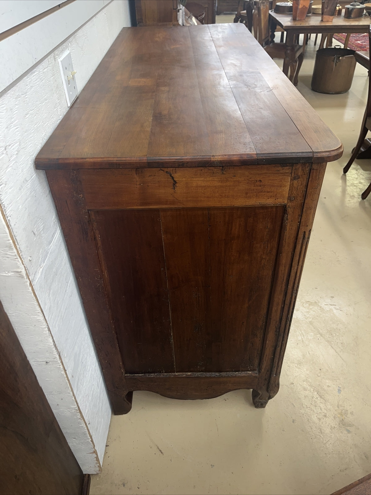 Antique French Provincial Louis XV Carved Cherry Sideboard Chest Cabinet Server