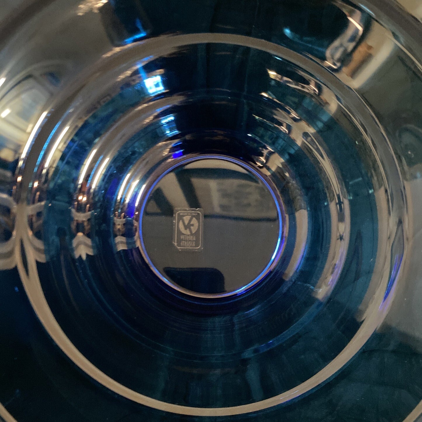 Vetreria Etrusca Italy Tiered Glass Cobalt Blue 12" Serving Bowl orig sticker