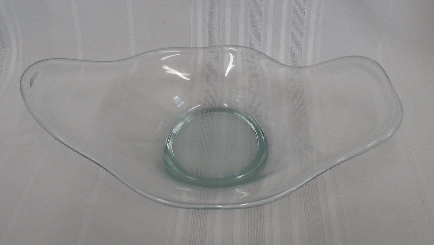 Daum France Freeform Crystal Centerpiece Art Glass Blown Bowl Midcentury Modern