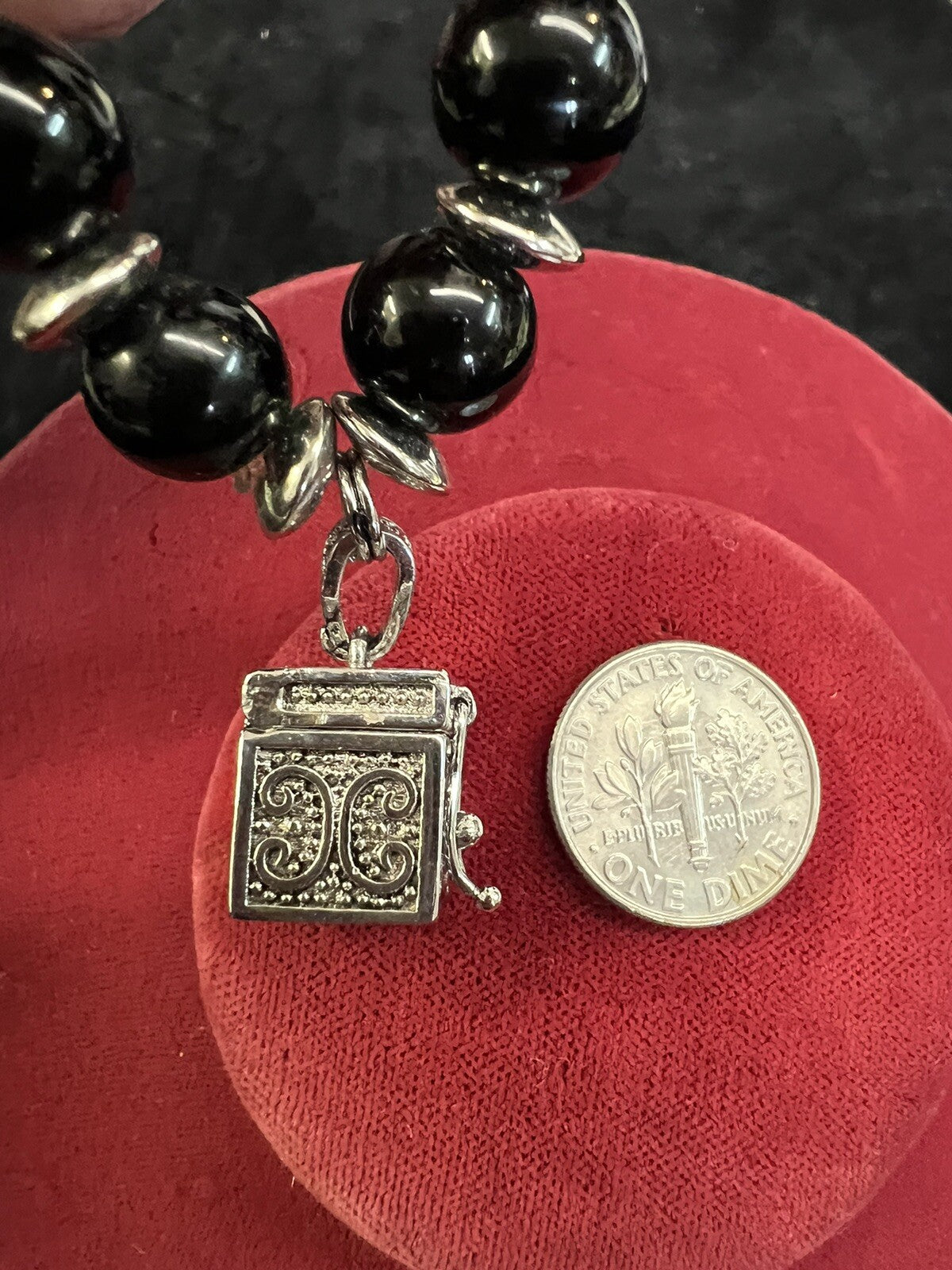 Prayer Box Bracelet Black Silver New Stretch Alexa's Angels Women