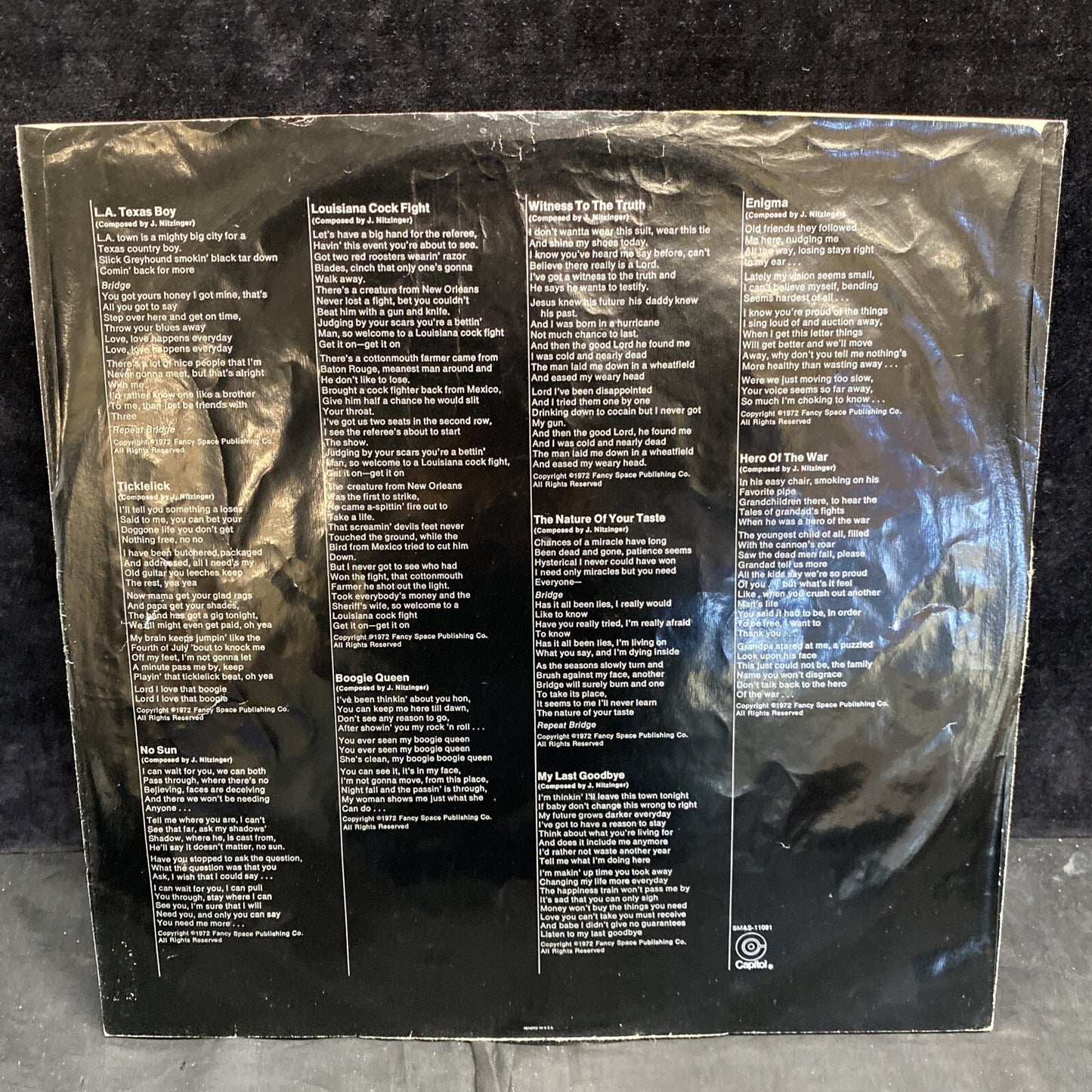 NITZINGER Self Titled CAPITOL SMAS-11091 LP Textured Gatefold