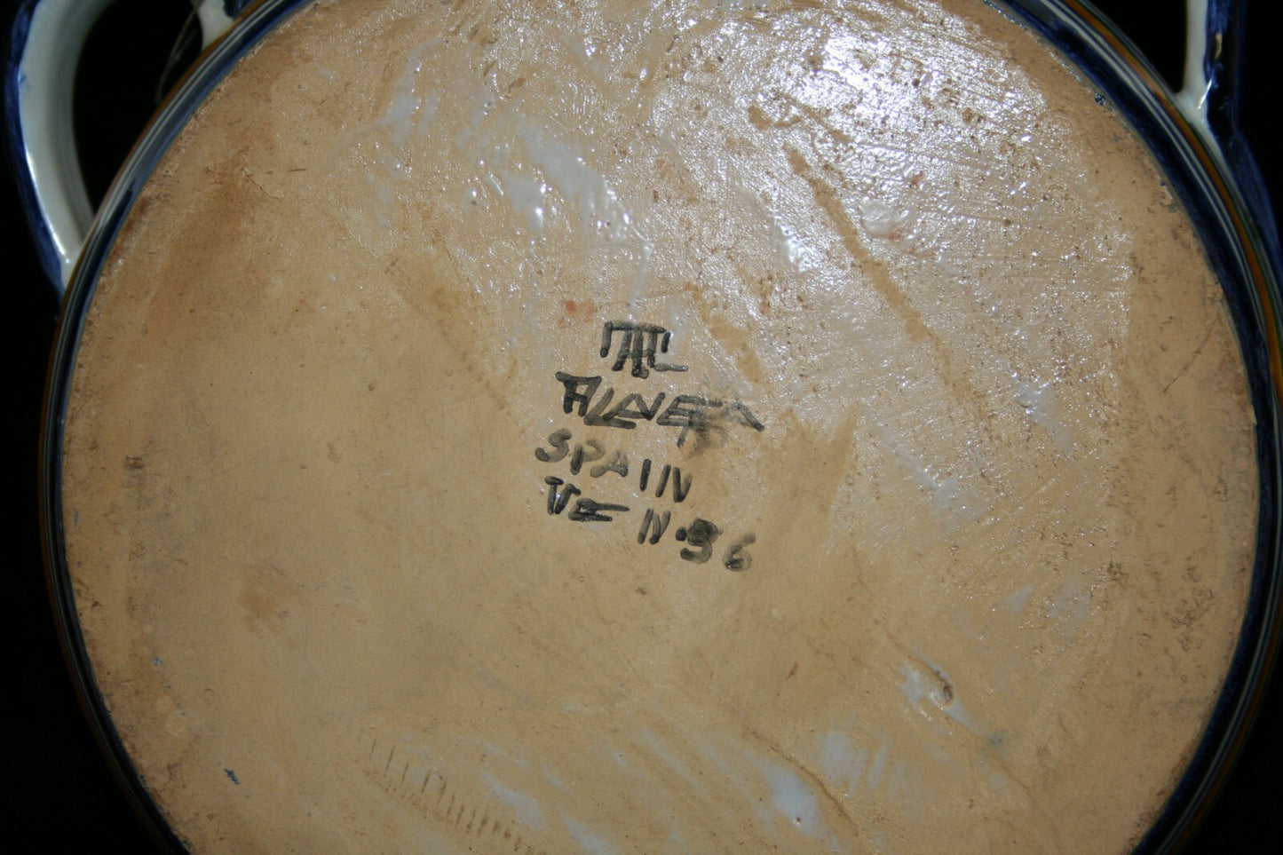 Vtg Spanish Majolica Wine Water Canteen Pilgrim Flask Pitcher Talavera