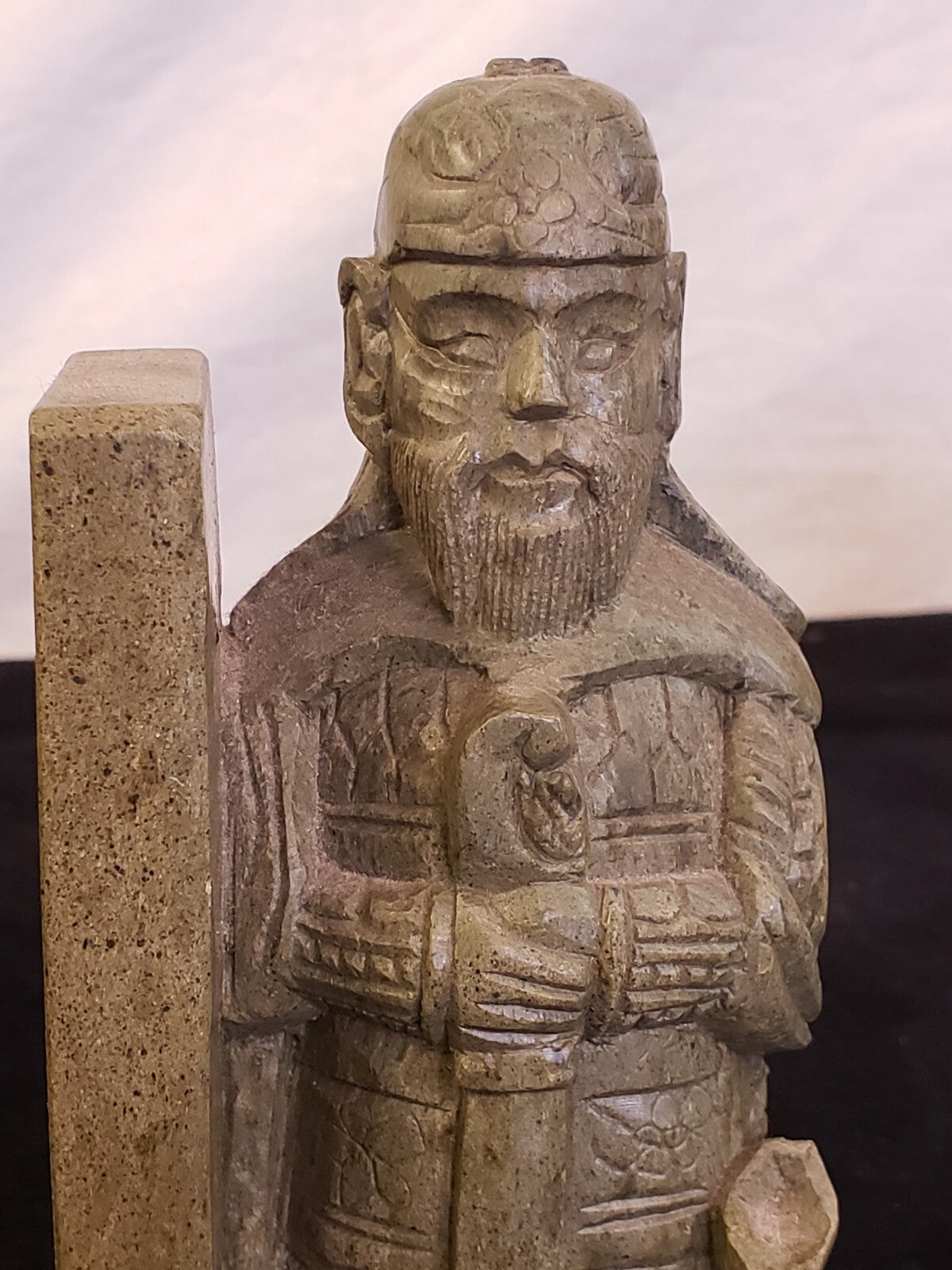 Pair of Jade Chinese Men Scholar Warrior Bookends H 7"  weighs 4 lb 4 oz