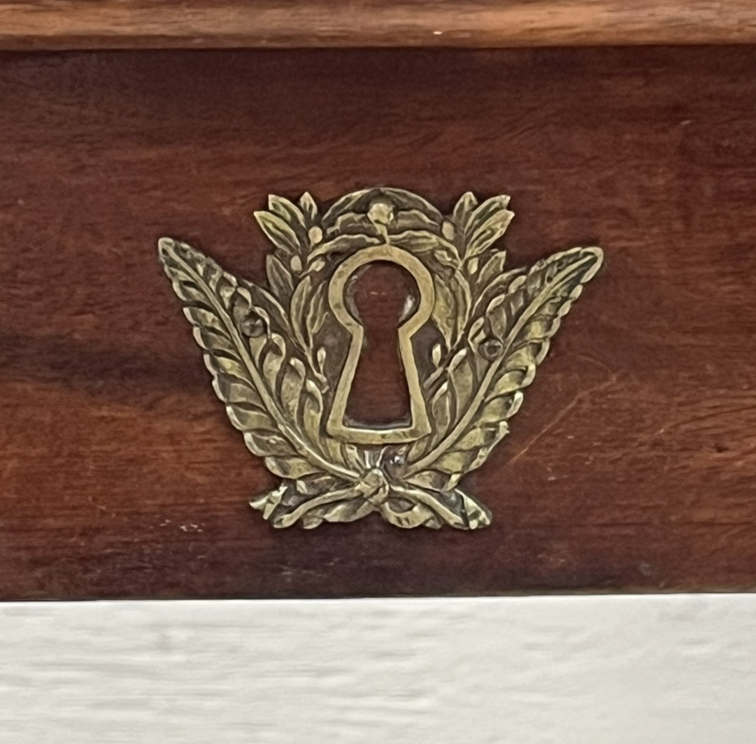 ANTIQUE FRENCH EMPIRE STYLE MARBLE-TOP MAHOGANY CONSOLE END SIDE TABLE