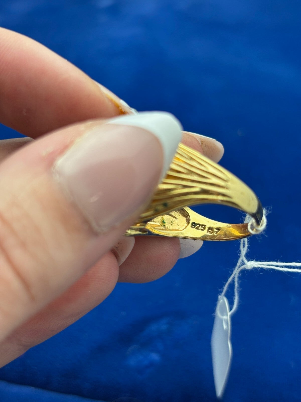 Sterling Silver 925 Gold Vermeil Purple Cushion Cut CZ Ring SZ 7