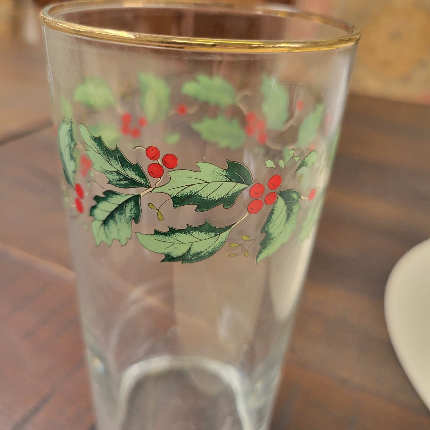 Lenox "HOLIDAY" Gold Trim Glass Tumblers ~ 16oz ~ 6 1/4" Tall