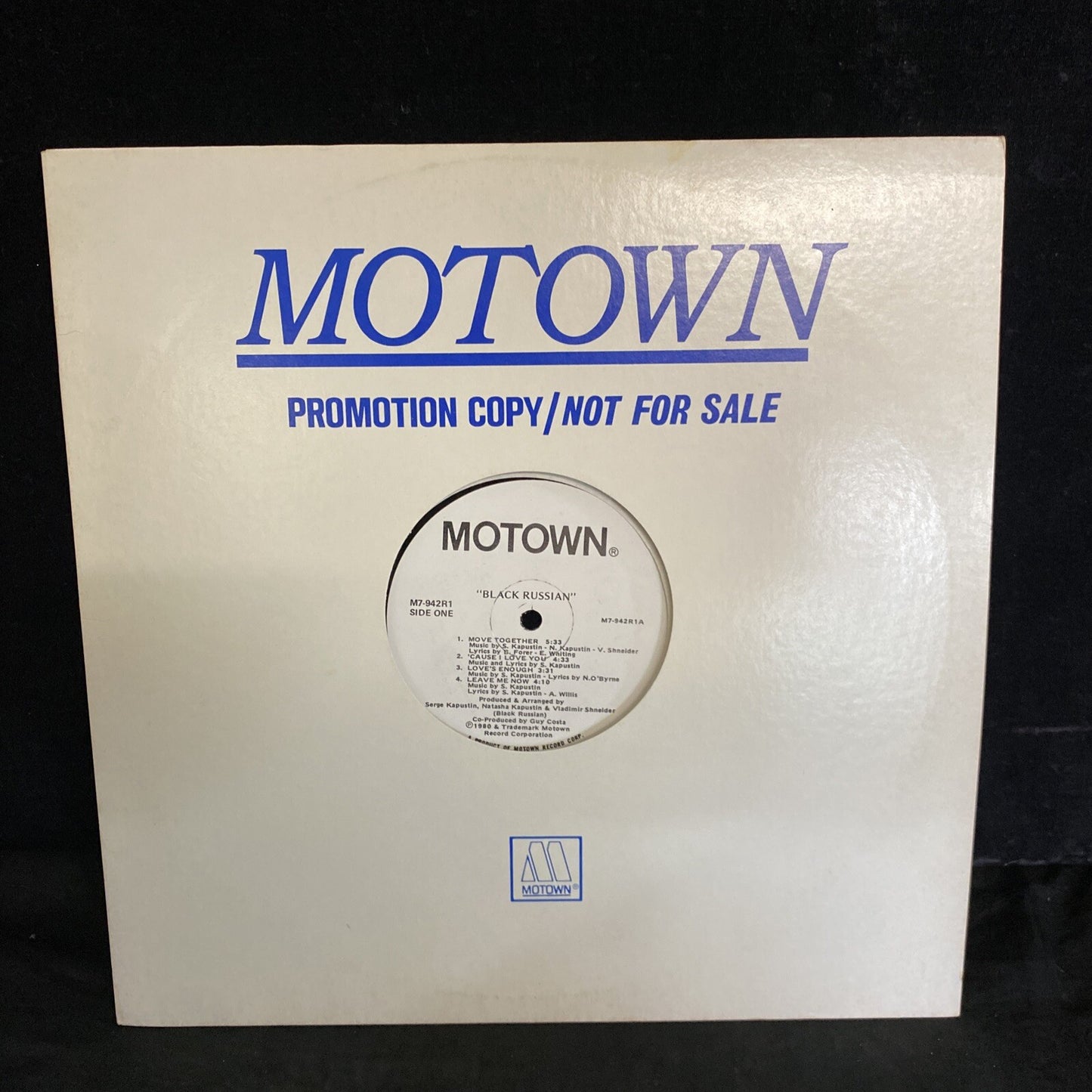 "BLACK RUSSIAN" Motown M7-942R1 Vinyl 331/3 LP Stereo 1980 DJ COPY PROMO