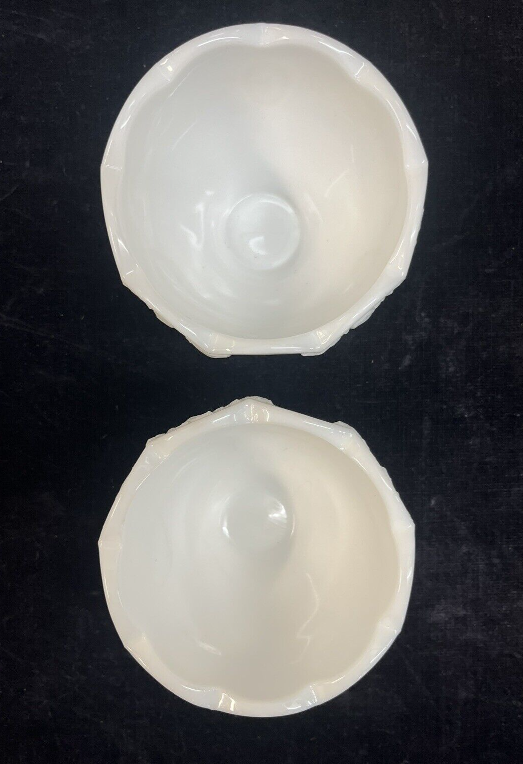 Set of 2 Westmoreland Paneled Grape Oyster Fruit Cocktail Bowls Milk Glass 2.75"