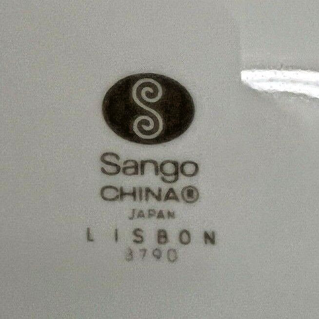 12 Sango Lisbon 3790 Rim Soup Bowls 8 1/2" Made in Japan white & gray floral