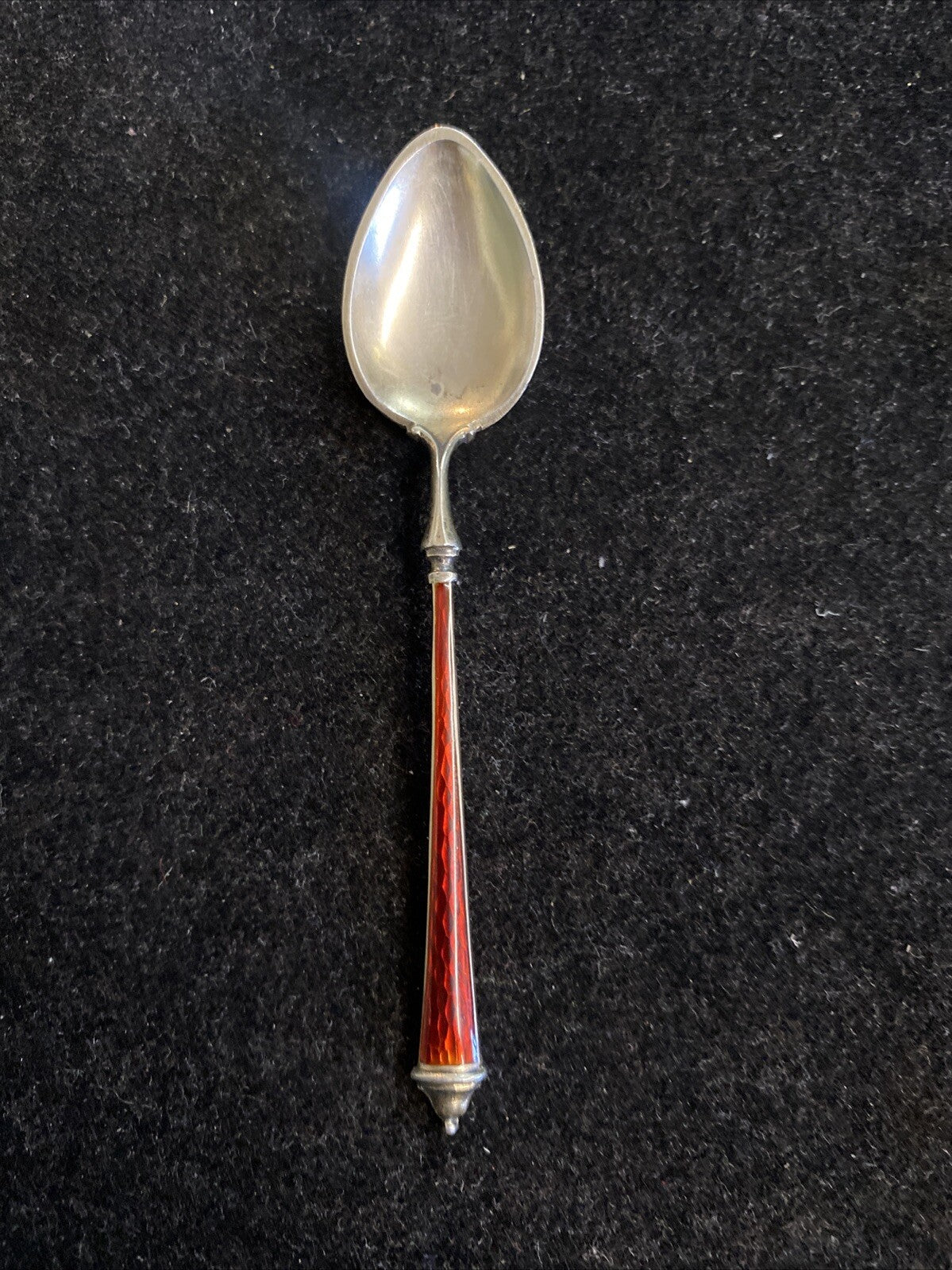5x NORWEGIAN STERLING GUILLOCHE ENAMEL COFFEE SPOONS by MARIUS HAMMER 41g