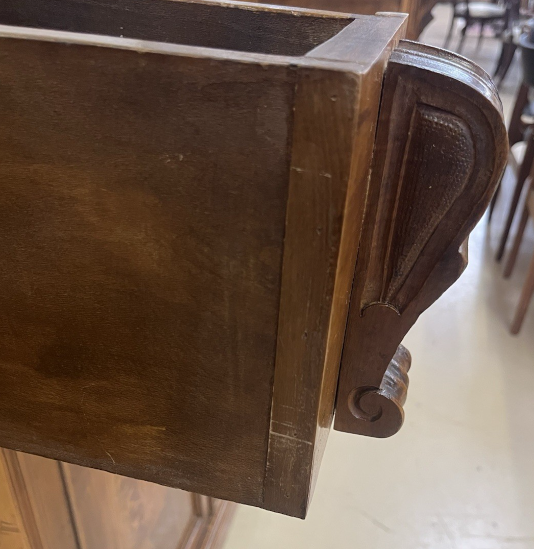 LARGE ITALIAN BURLED WALNUT & MARQUETRY SIDEBOARD, 94"L