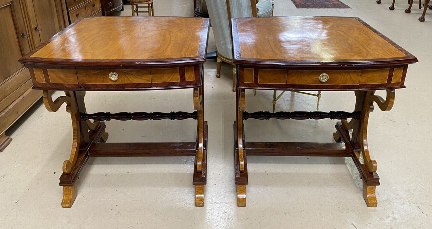 PAIR of ANTIQUE BIEDERMEIER STYLE SINGLE DRAWER SIDE END SOFA TABLES