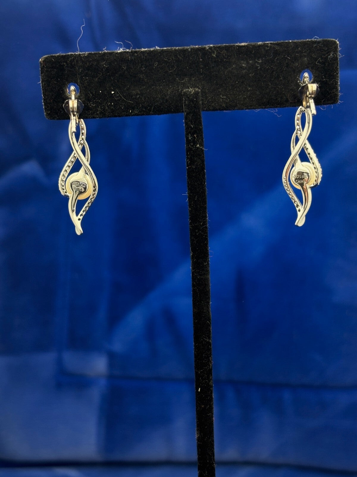 Cultured Pearl Earrings Lab-Created Sapphires Sterling Silver 925 Kay Jewelers