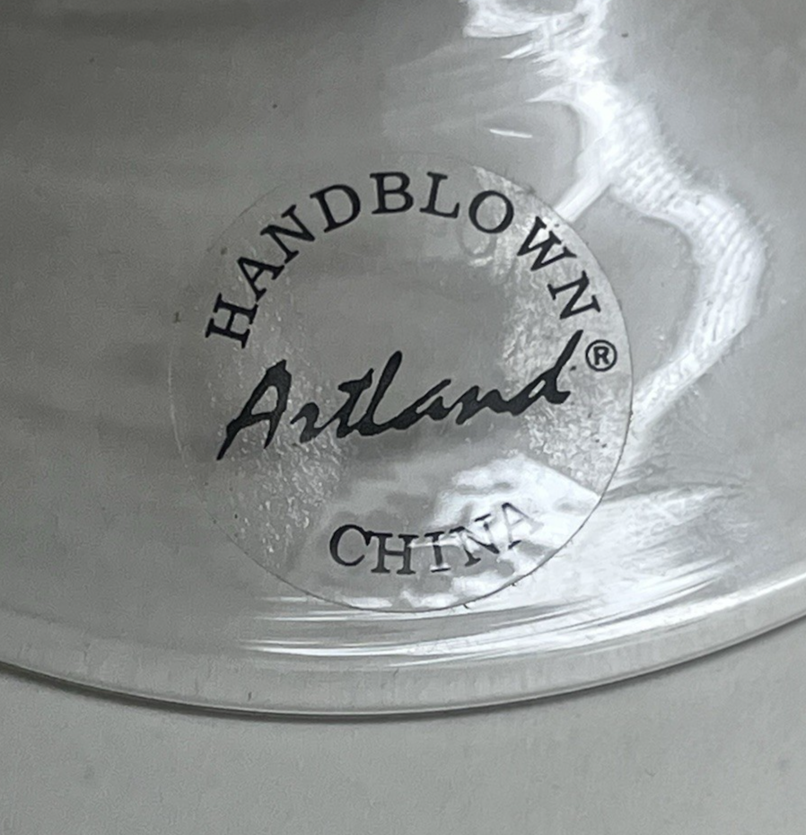 Set of 3 Artland Blown Glass Iris Plum Footed 18oz Ice Tea Glasses w/ Tags 7.5"