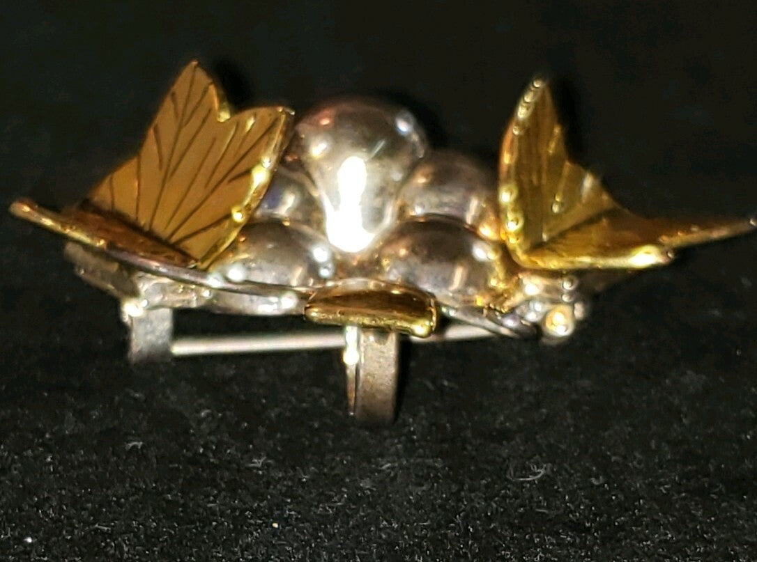 Chunky cluster of grapes Brooch Pin Pendant by Best 2" x 2.25" Sterling 28.7 g