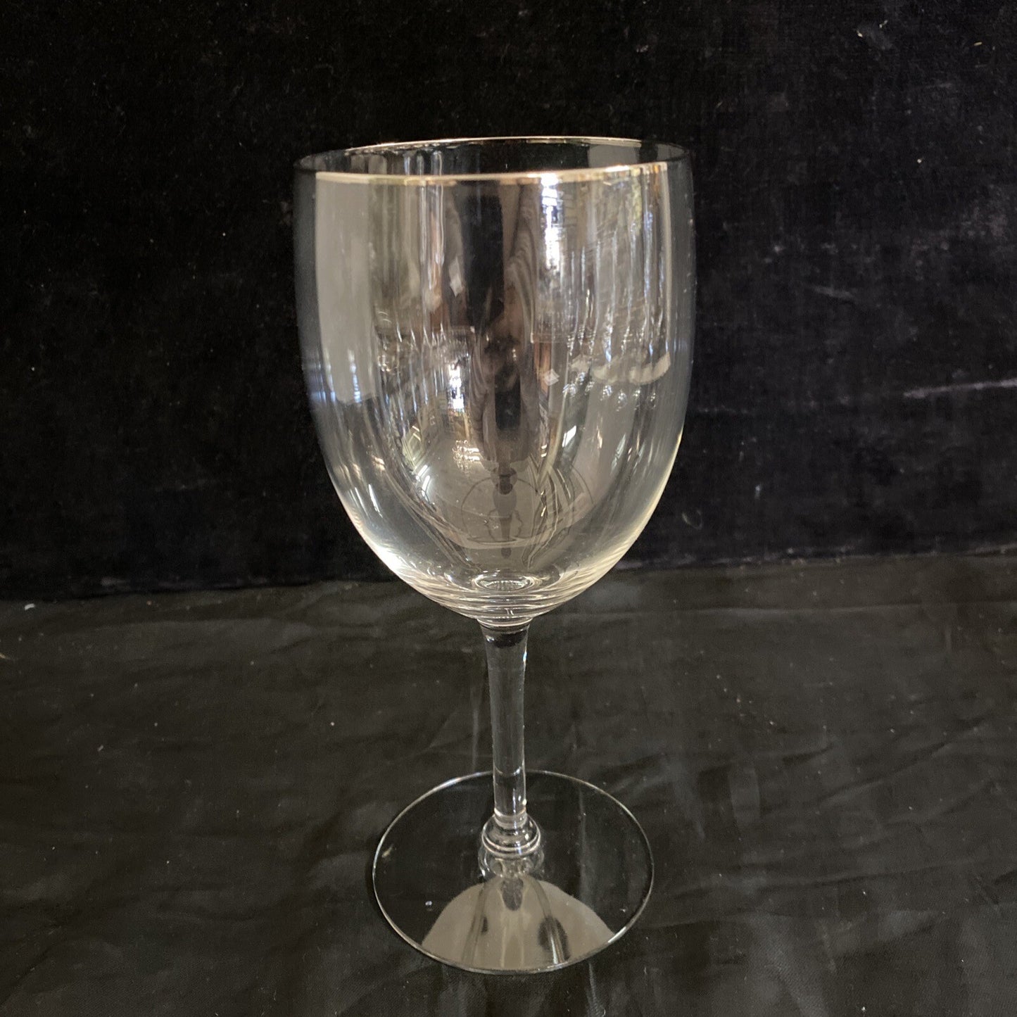 Set of 7 Water Goblets by Seneca in the pattern Juliet , Clear w Platinum Rim