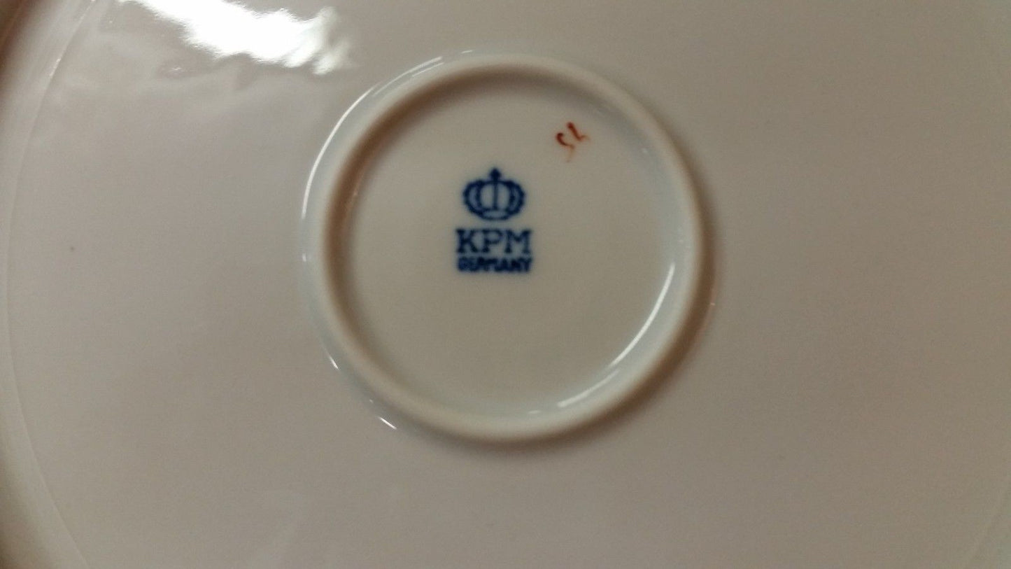 Antique KPM Open Handled Cake Plate GERMANY Pattern 27058 Blue band 1905-1920