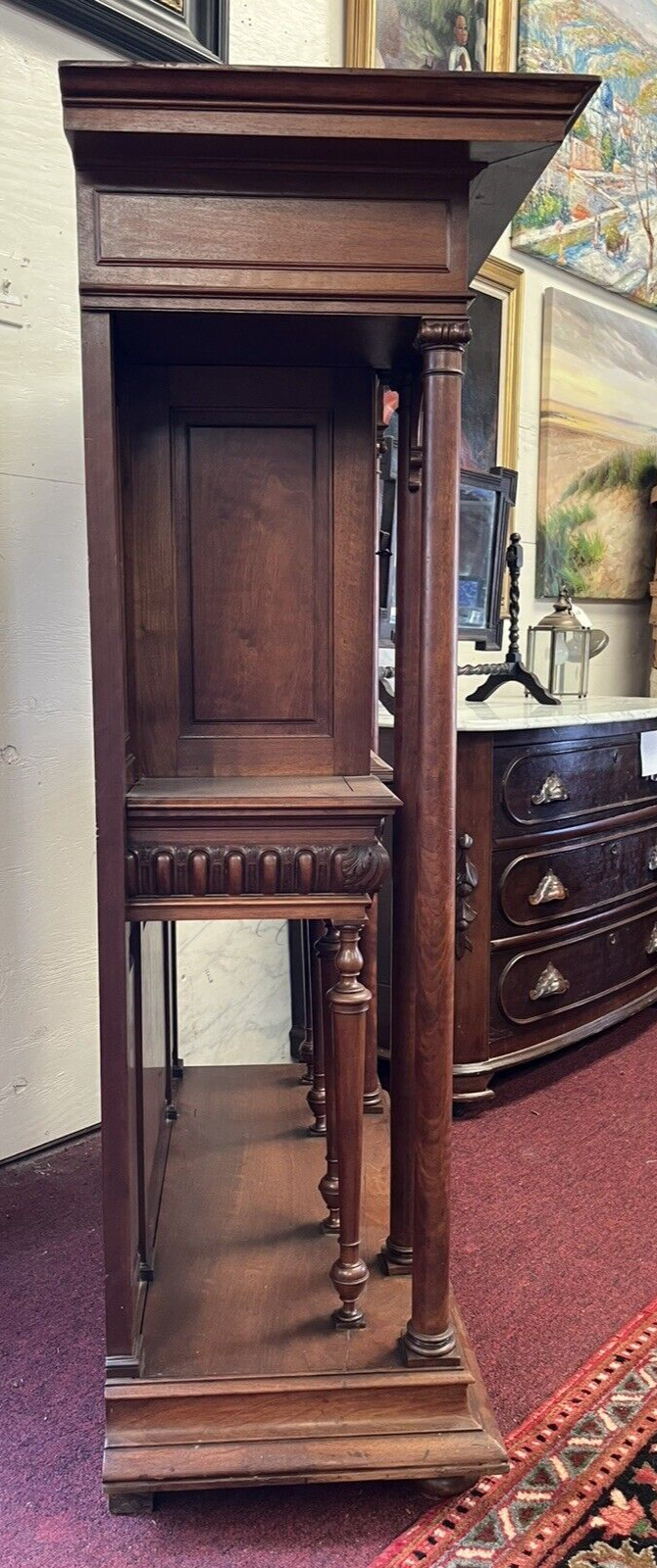 ANTIQUE FRENCH WALNUT WINE OR LIQUOR CABINET 58"H x46"W CREDENCE CHEST