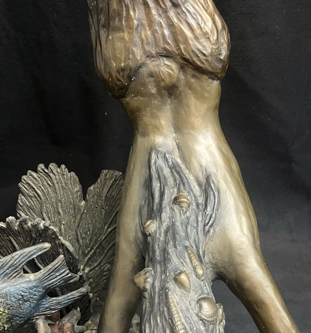 PB7 "The Conch Shell" by Carl Wagner Bronze Statue w/ Marble Base 23.25"