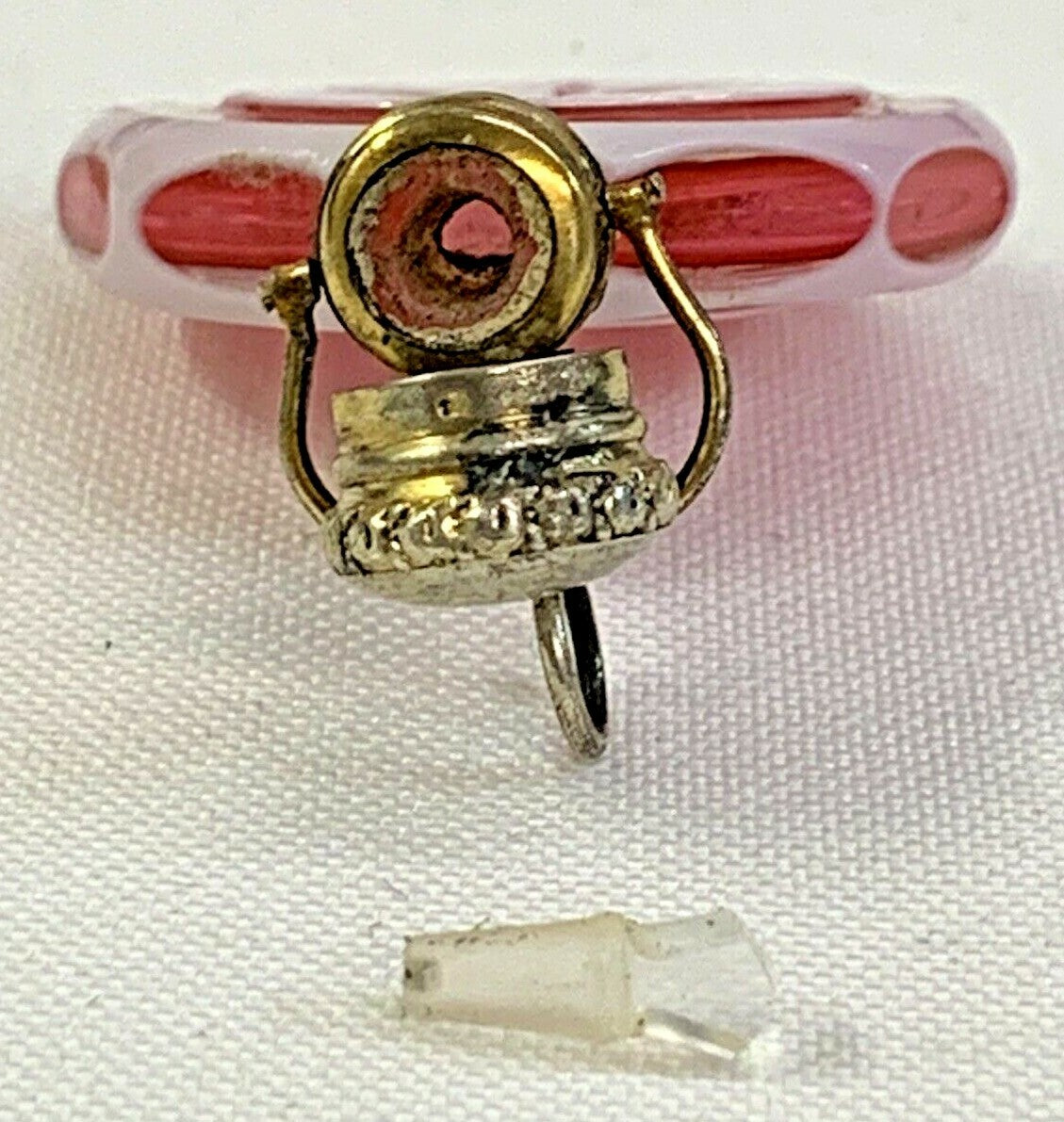 Antique 1880 Miniature French Cranberry Chatelaine Perfume Scent Bottle Sterling