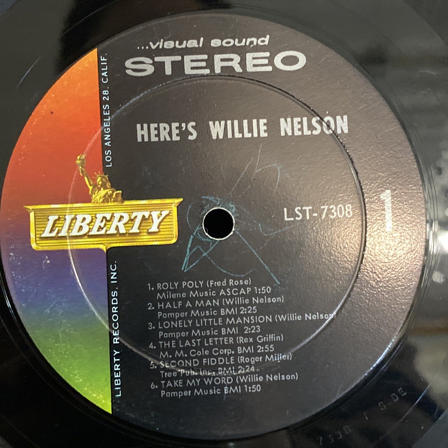 First Pressing Willie Nelson "Here's Willie Nelson" 1963 Stereo Liberty LST-7308
