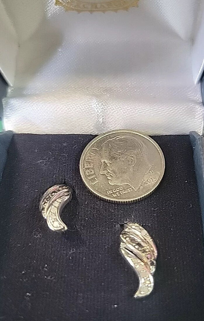 Bradford Exchange Sterling Pierced Earrings, Orig Box, small angel wings 1.7g