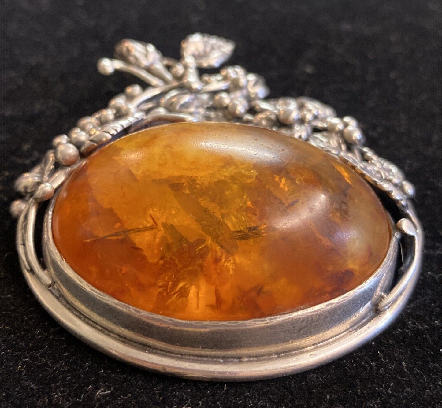 Prehistoric Authentic Baltic Amber & Sterling Silver 3" Pendant Handcrafted 61g