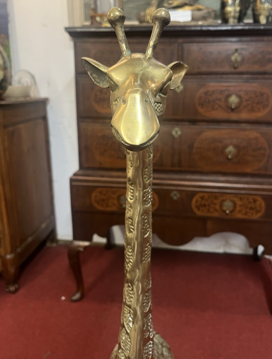 Mid Century Textured Polished Brass Giraffe Sculpture/Statue 49.5"