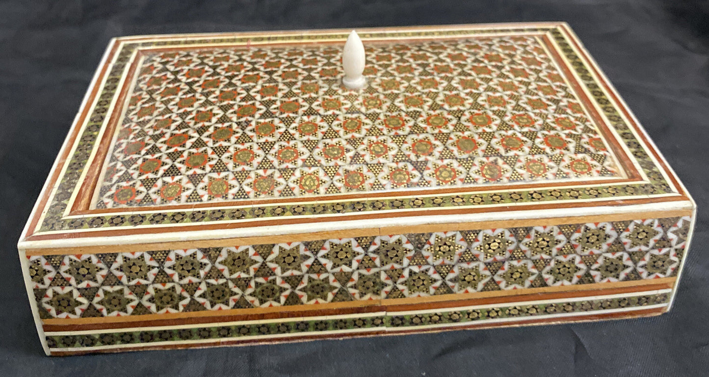 Vintage Wooden Inlaid MosaicTrinket Box BH131