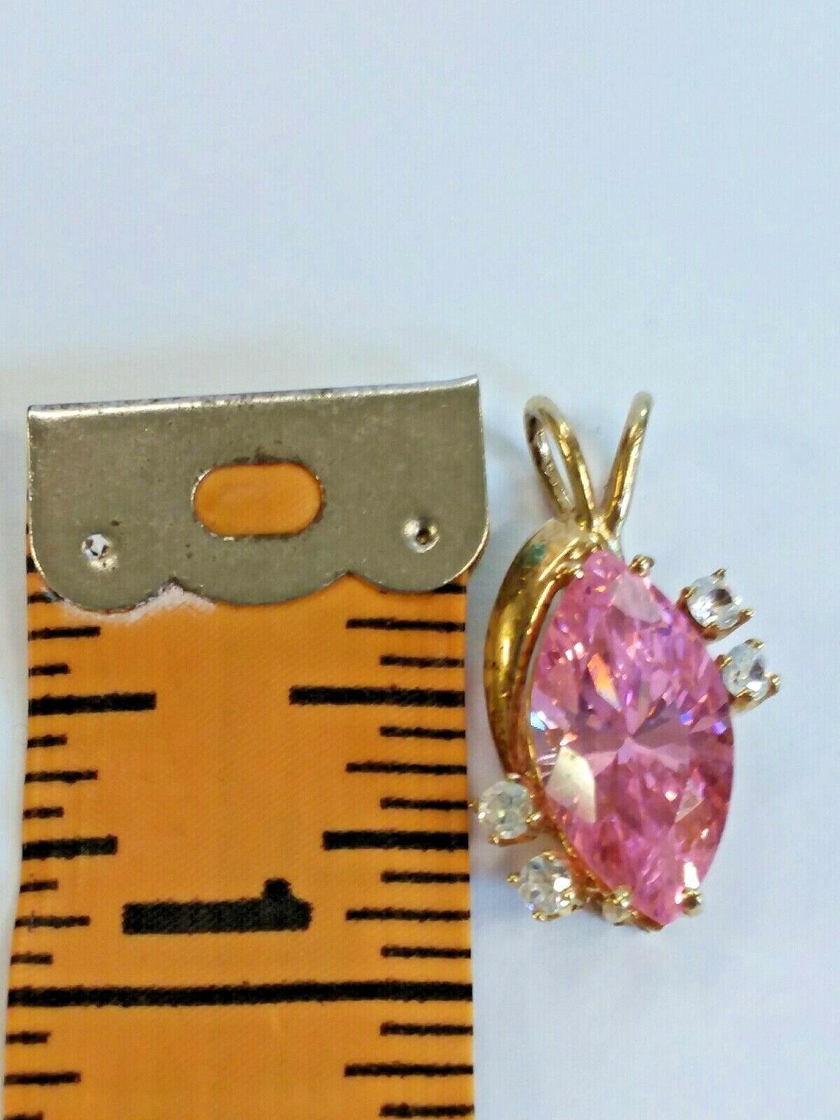 10k Pink Ice CZ Pendant .75" 3.20 grams
