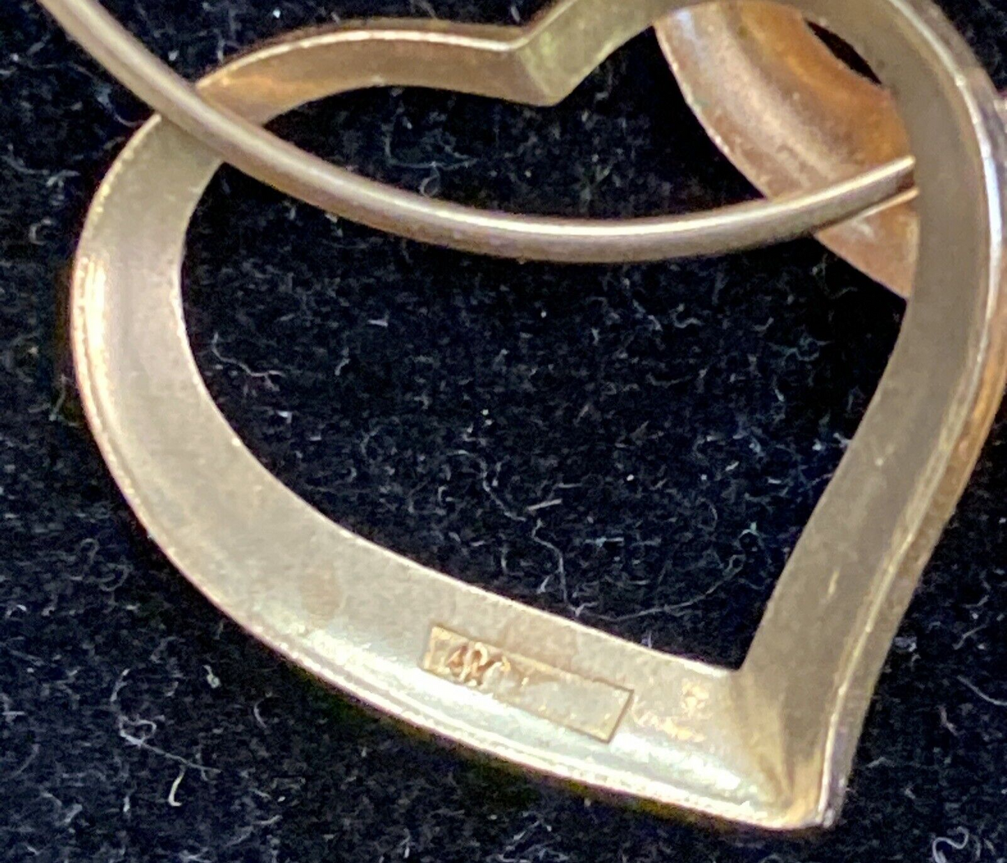 14K Necklace 36" w/ Charm Holder  & 2  Heart Pendants 8.3g CB7