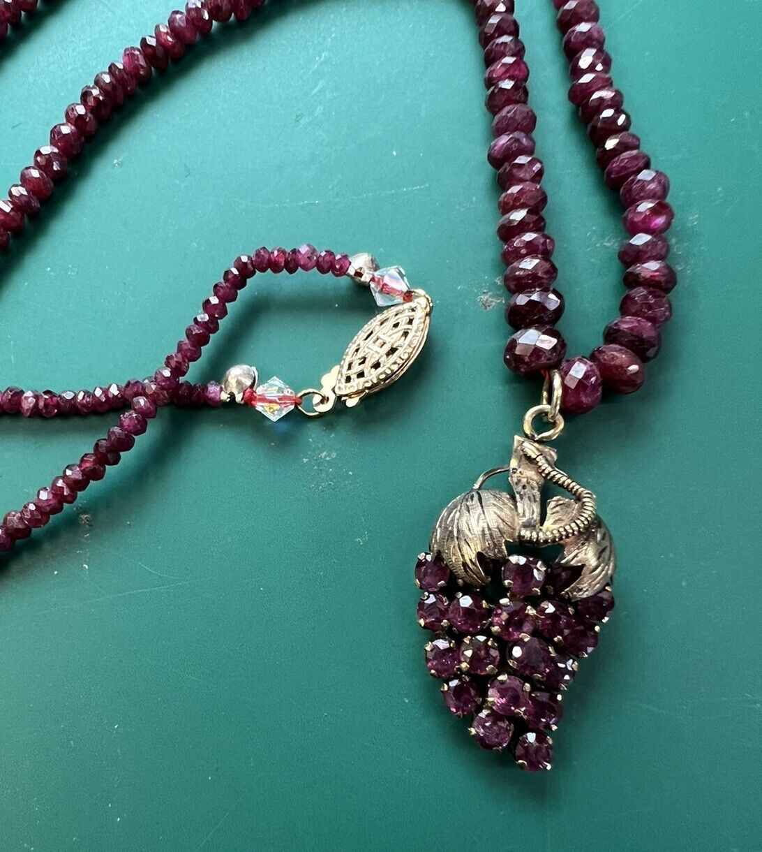 14K Natural Ruby 18" Necklace with Strawberry Ruby Pendant total 68.85 Carat TW