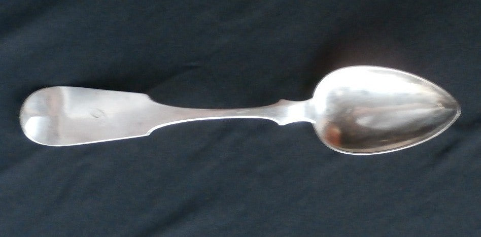 Large J Stockman Coin Silver Tablespoon - Philadelphia - Monogrammed "G"