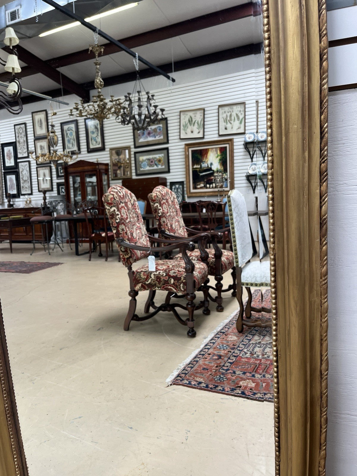 79" Tall French Louis Philippe Gold Framed Beveled Mirror 37.5” #1