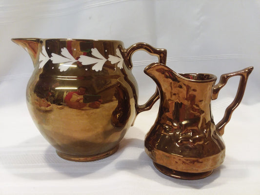 2PC GRAYS POTTERY Pitcher & Wade COPPER LUSTRE CREAMER